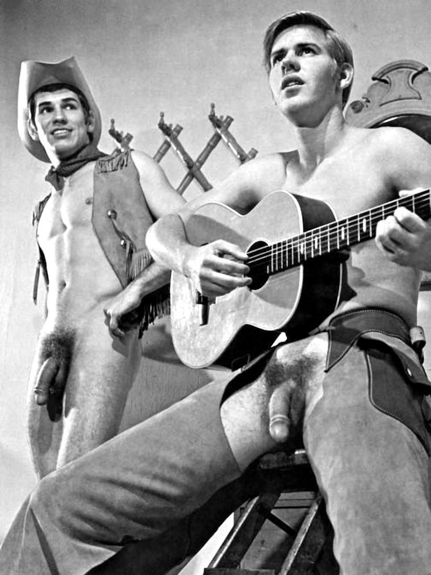 Retro naked guys musicians