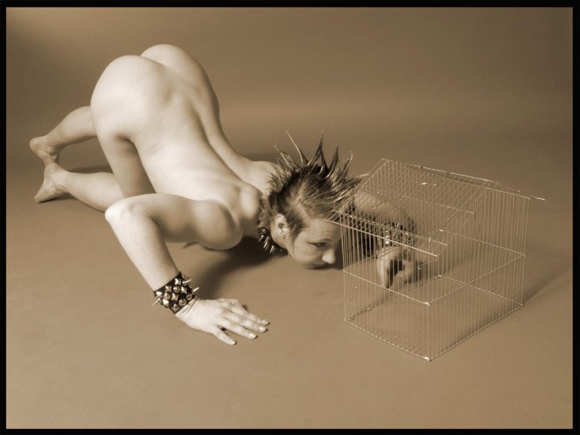 Woman in a cage