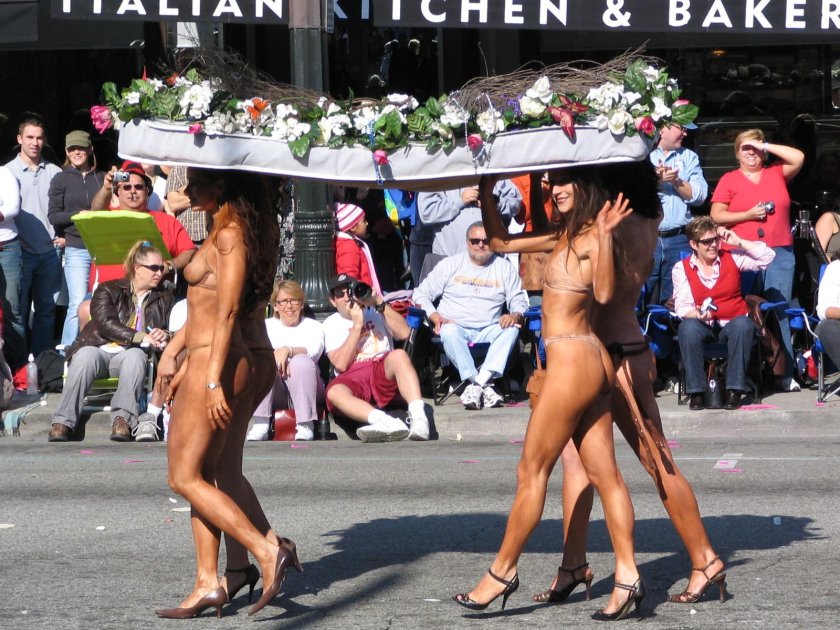 Festival parade of naked women