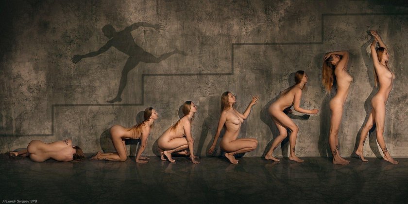 Group photo shoot in the style of nude