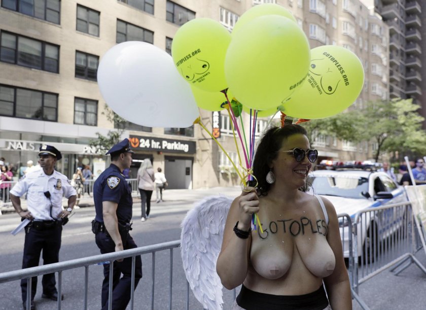 New York women with bare breasts