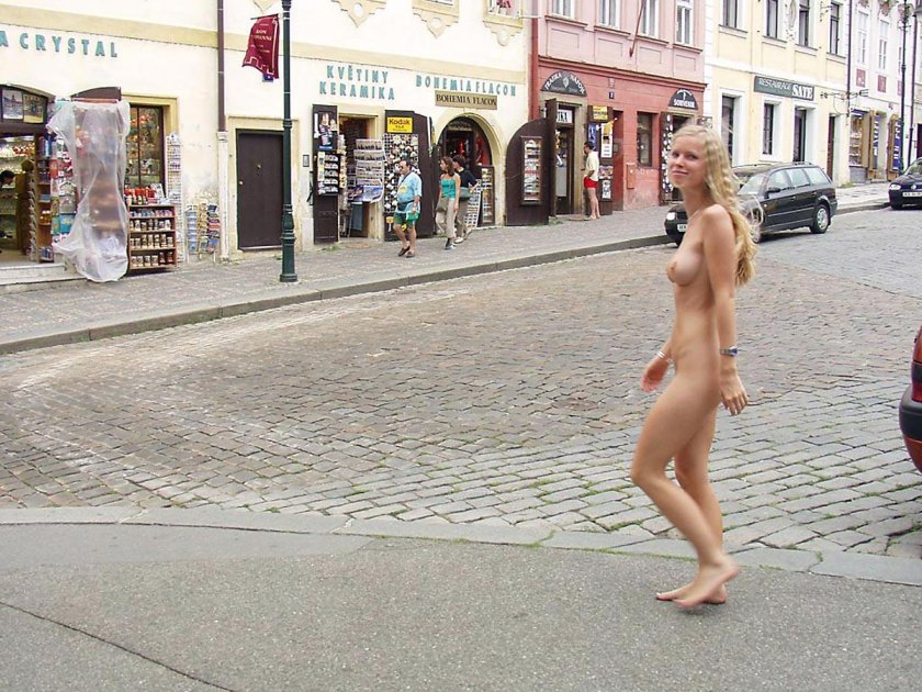 Naked girl on the street