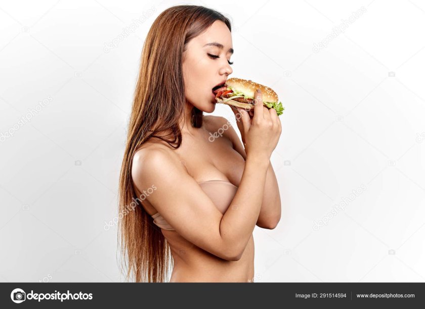 Beautiful girl with a burger