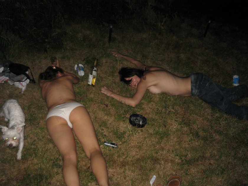 Drunk naked girls in nature