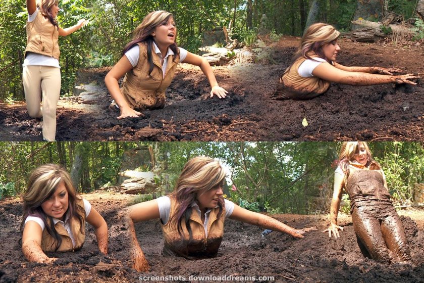 Beautiful girls in mud