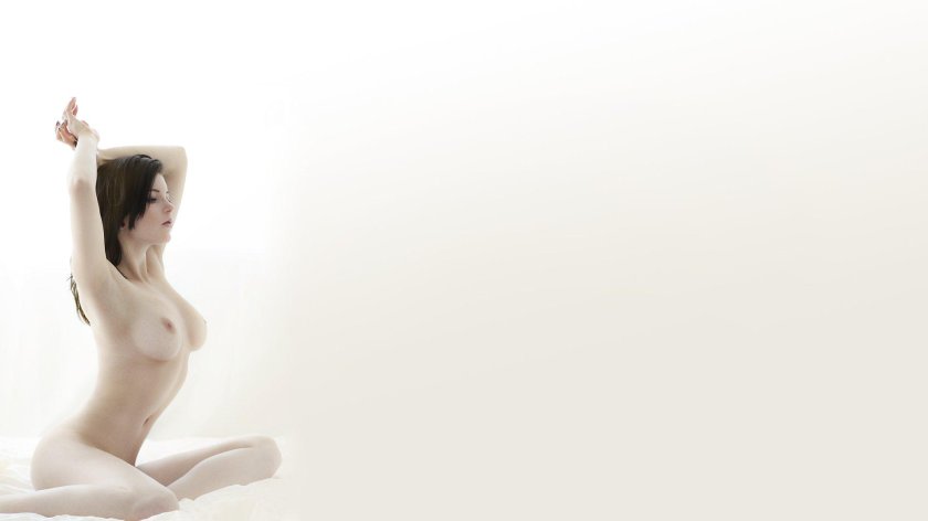 Naked on a white background