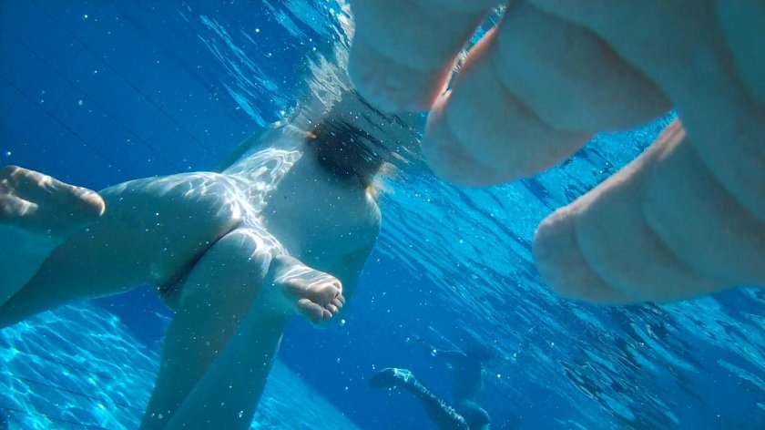 Naked girl underwater