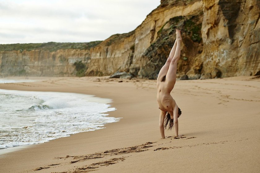 A photo shoot in the style of nude on beach