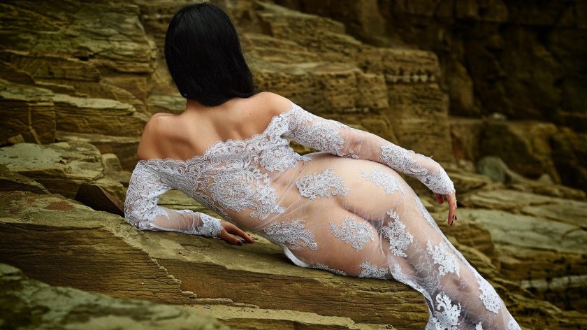 Transparent dress on a naked body