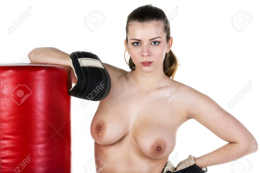 Naked women in boxing gloves