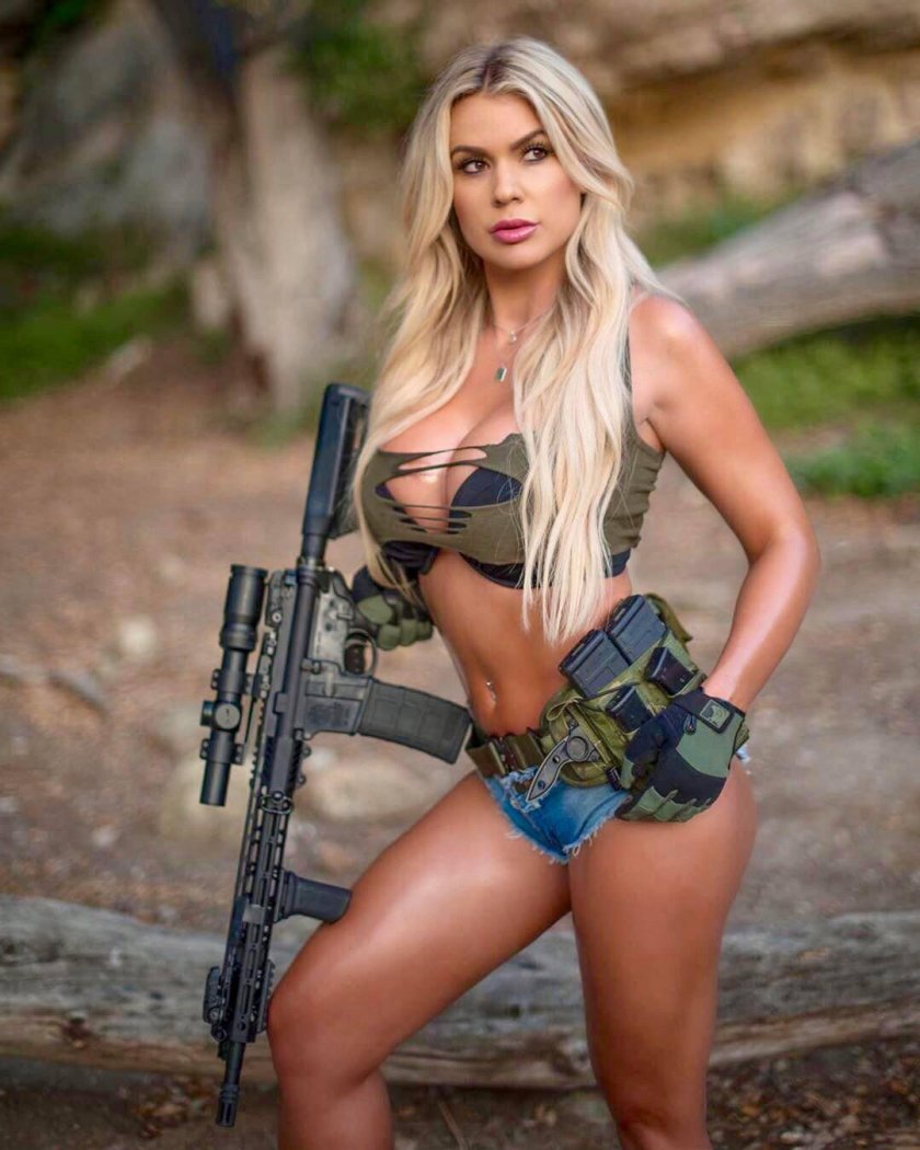 Beautiful girls with weapons