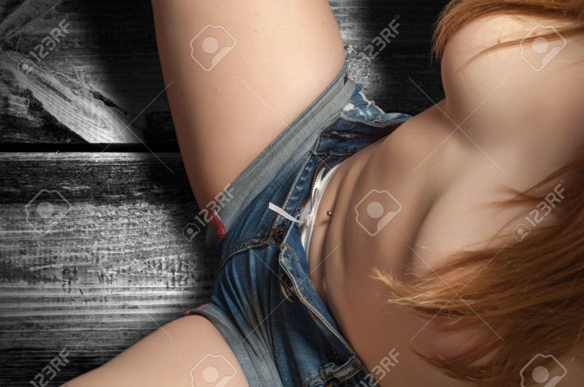 Girl in jeans shorts