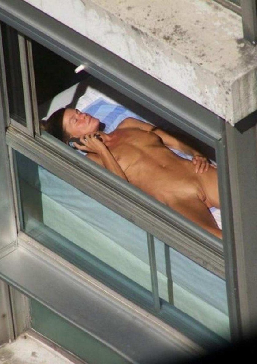 Peeping out the windows naked