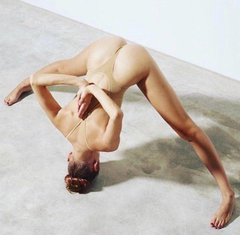 Naked slender gymnasts