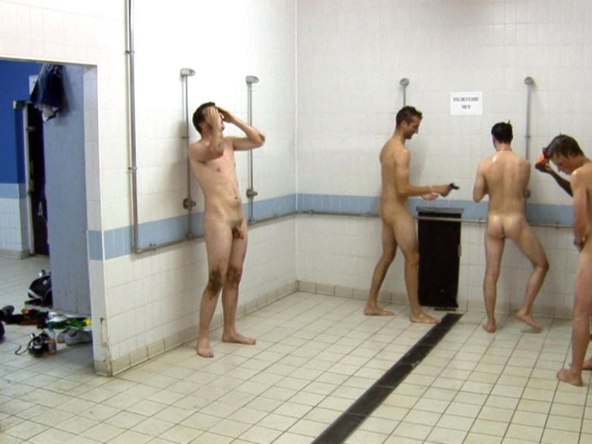 Naked guys in a public soul