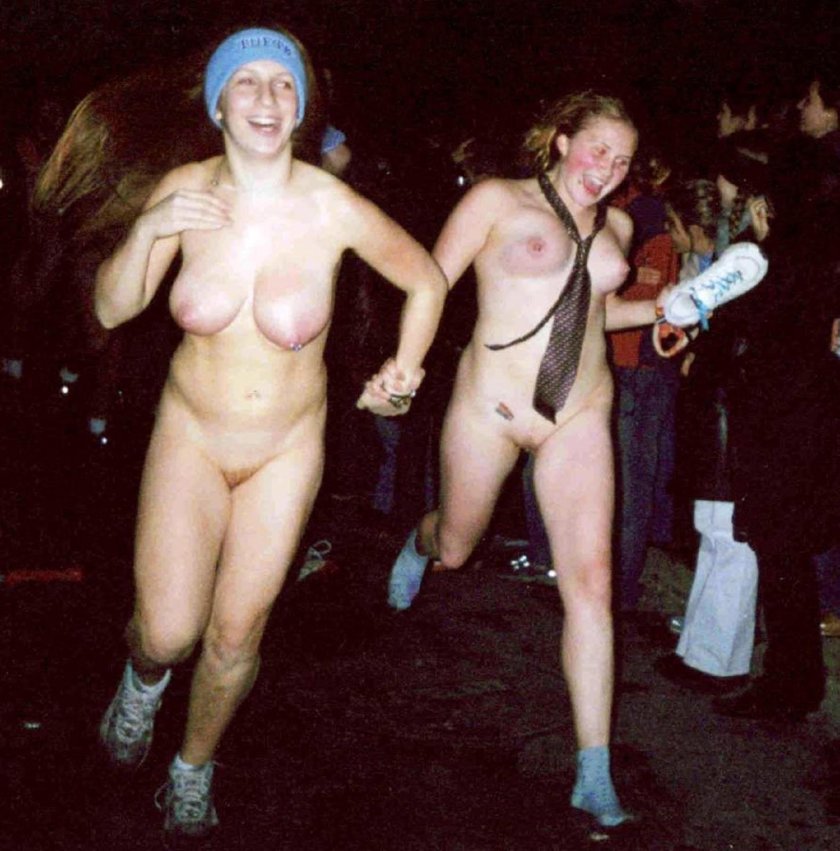 Naked girls at a disco