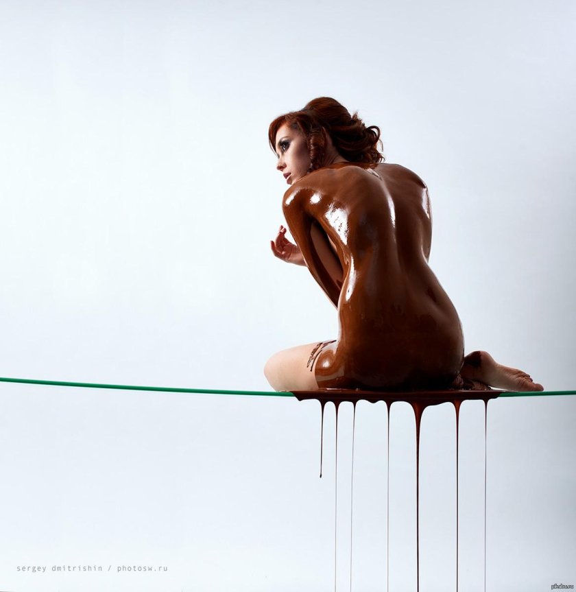 Naked beauties in chocolate