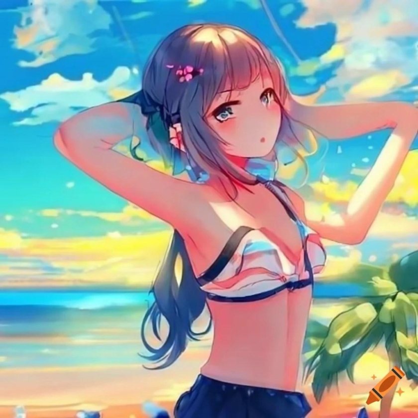 Anime girls beautiful in swimsuits