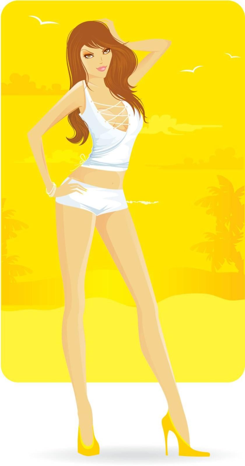 Girl in a swimsuit drawing