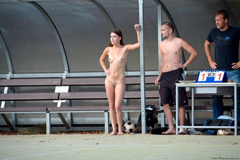 Naked girl in a public place