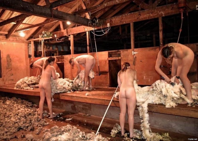 Naked girls on a farm