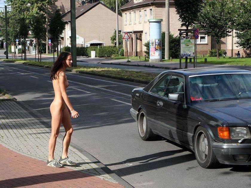 Naked girl on the street