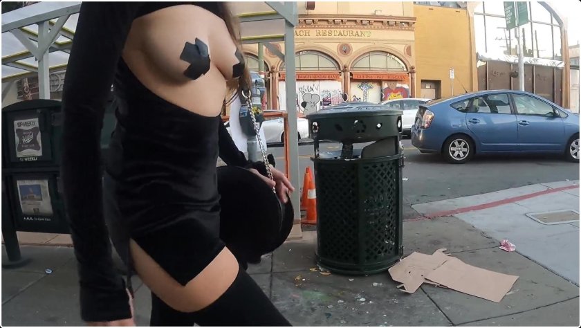 Semi -naked on the street