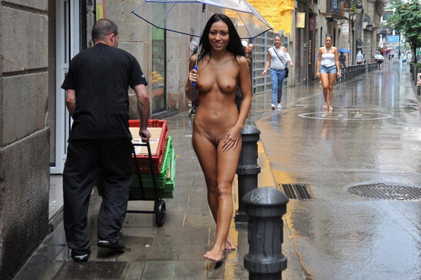 Naked along the street