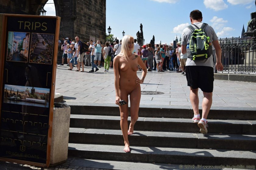 Naked along the street