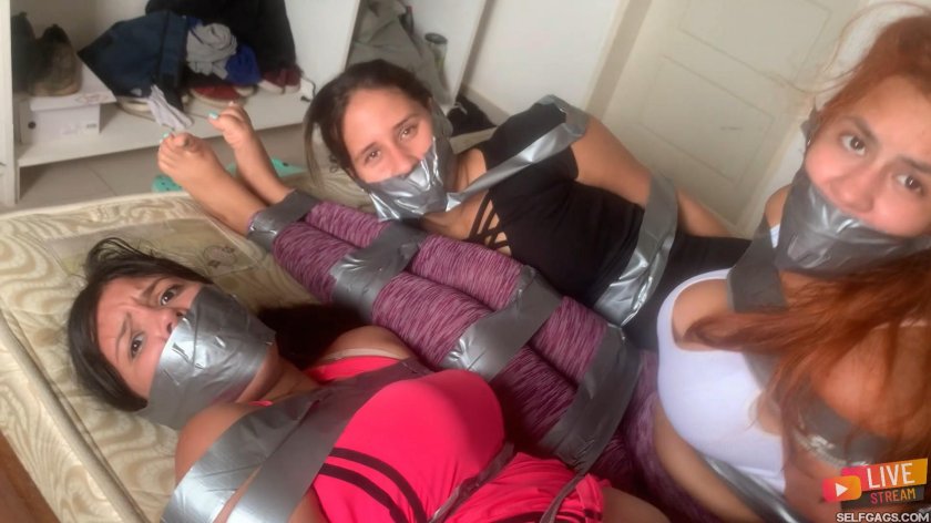 Sienna and katie tape bondage