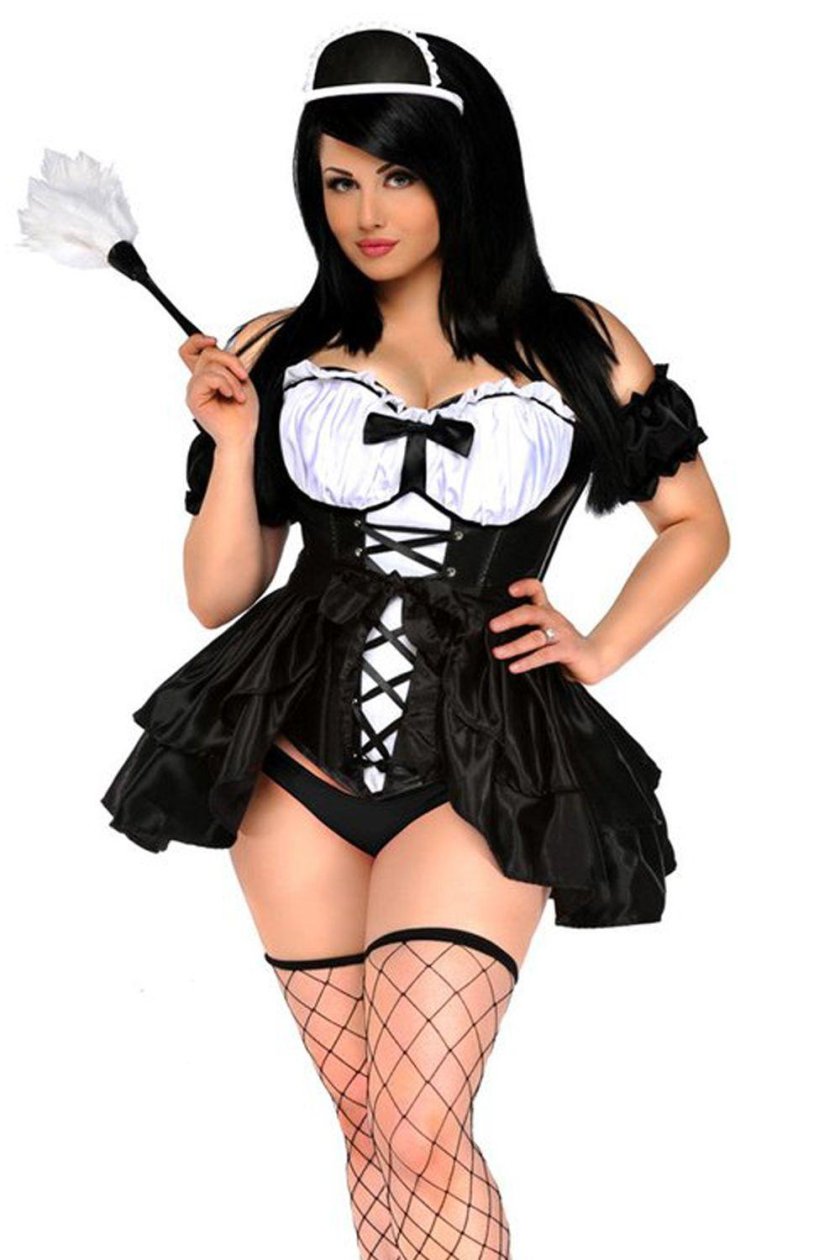 In a maid costume
