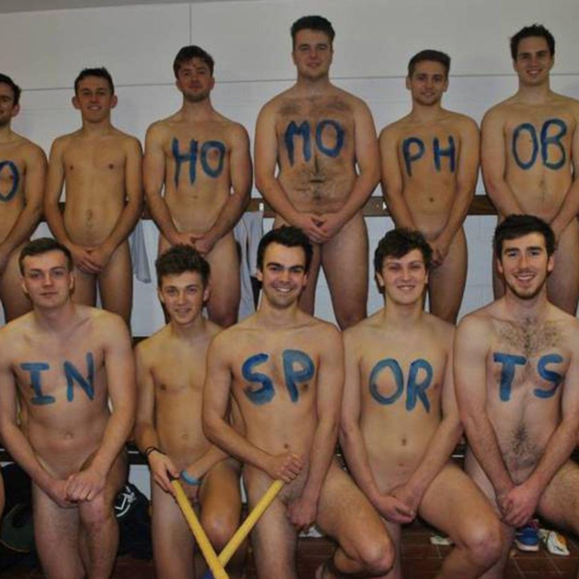 Naked hockey players
