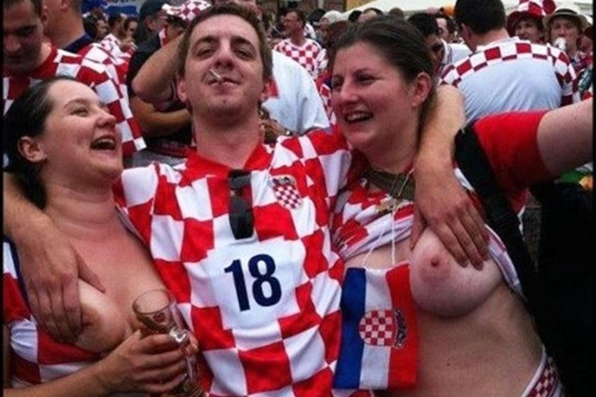 Naked fans at the stadium