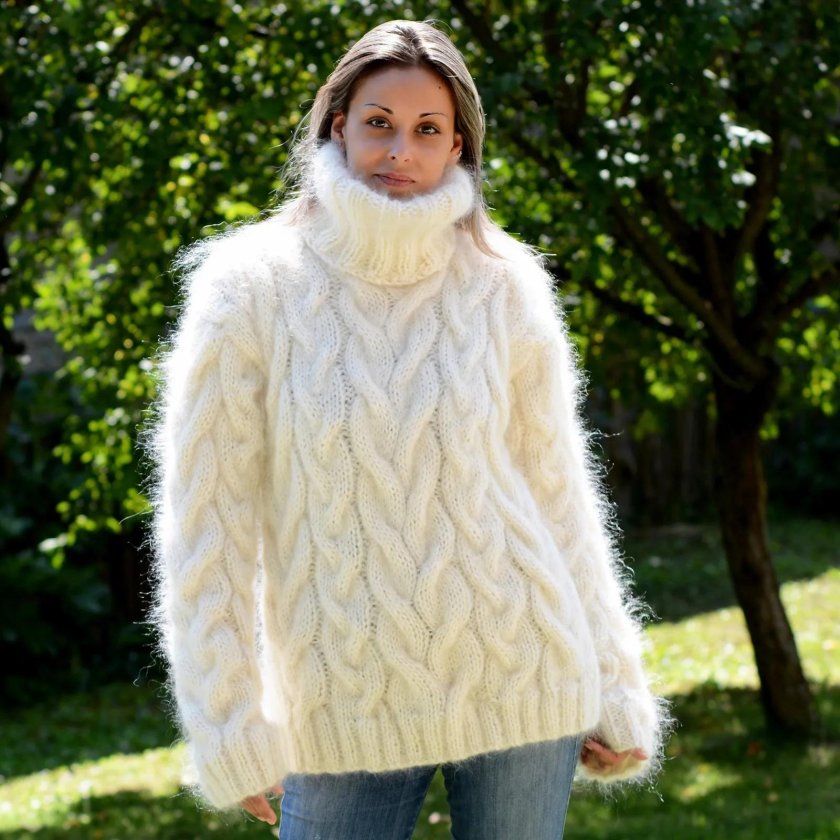 White fluffy sweater