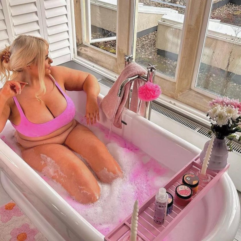 Blonde in the bathroom