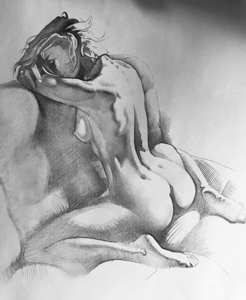 Erotic paintings with a pencil