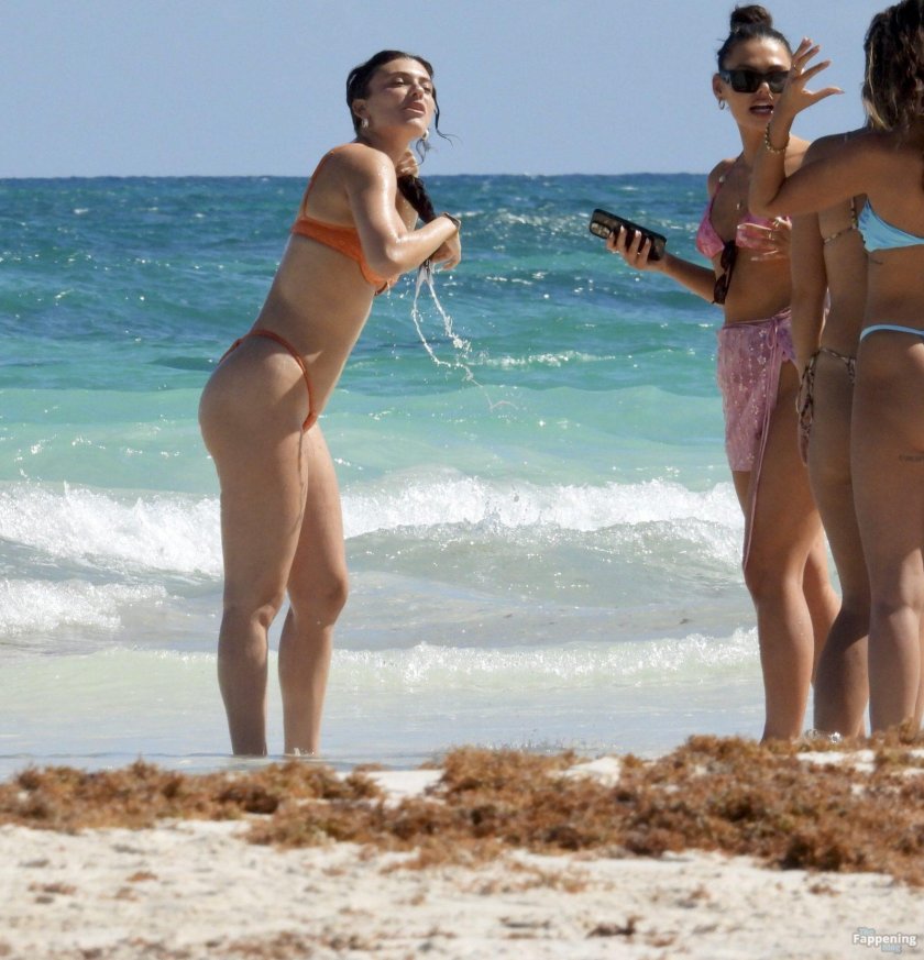 In a bikini on the beach