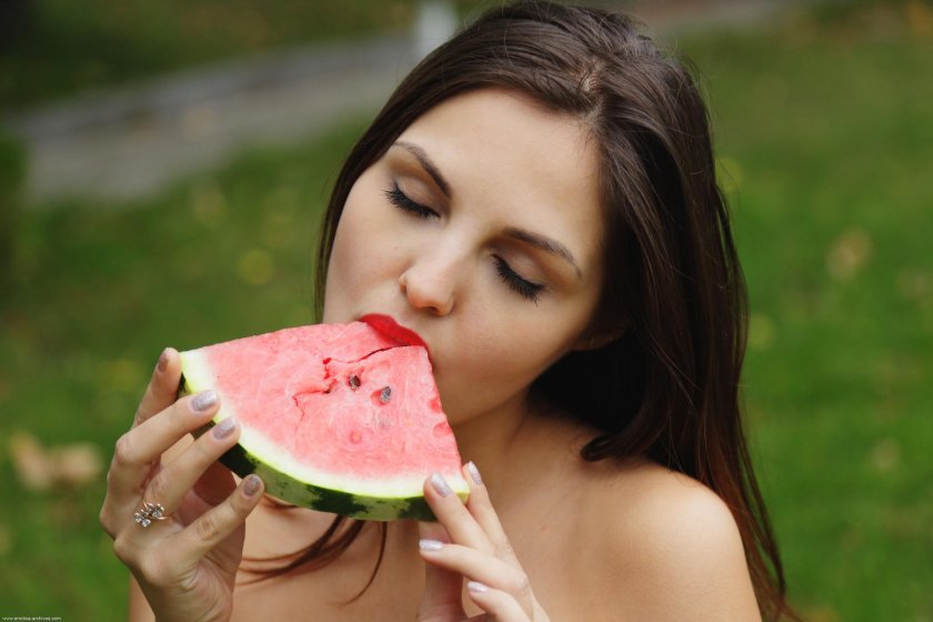 Girl with watermelons