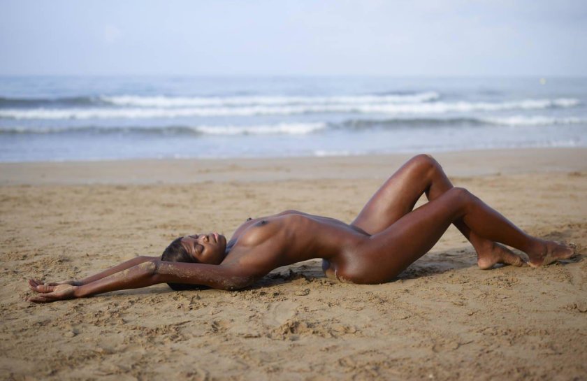 Naked beautiful mulattos on the beach