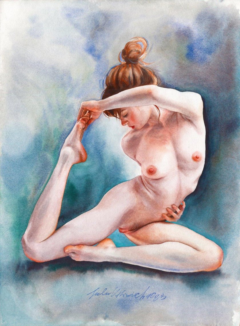 Watercolor painting nude