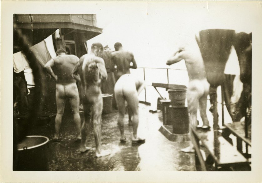German soldiers bathed