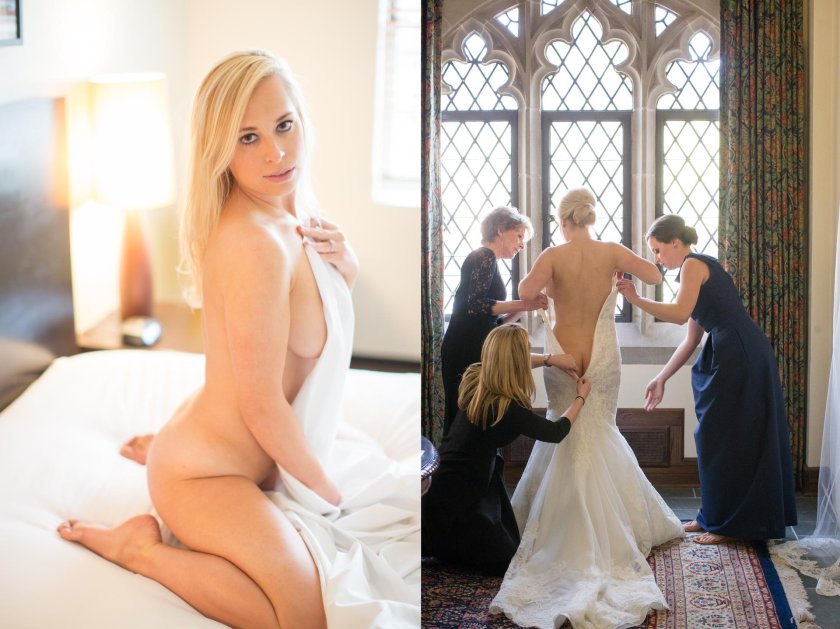 Photoshoot of the bride in style nude