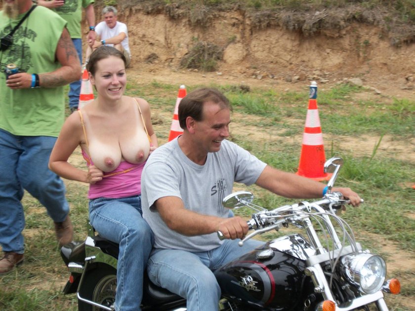 Big boobs on a motorcycle