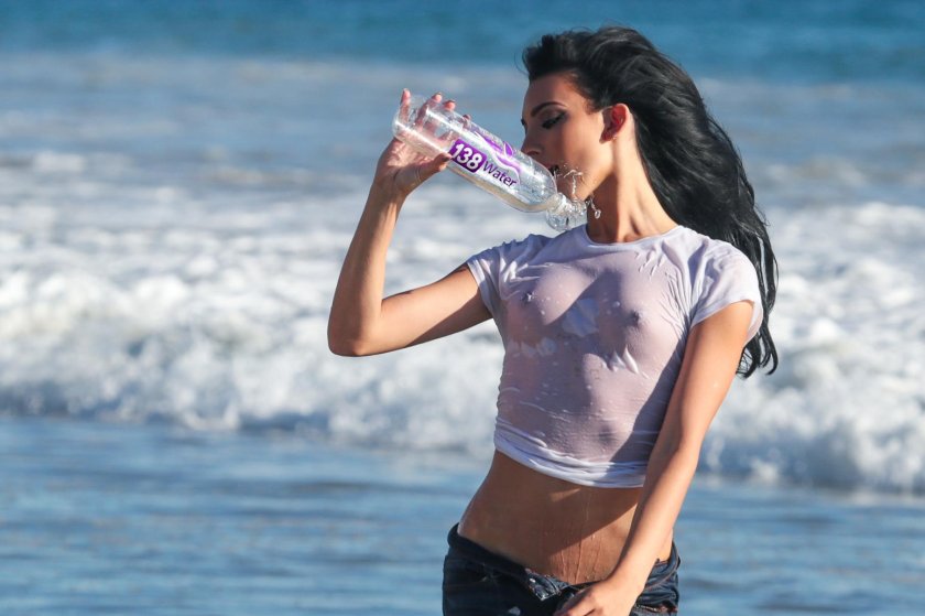 Girl in a wet T -shirt