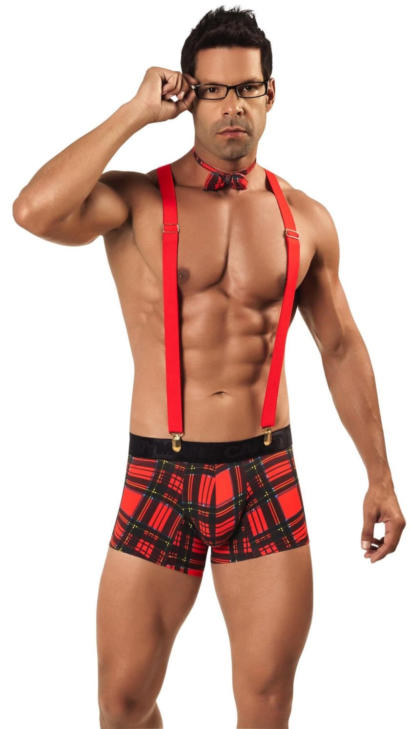 Guys in thongs with suspenders