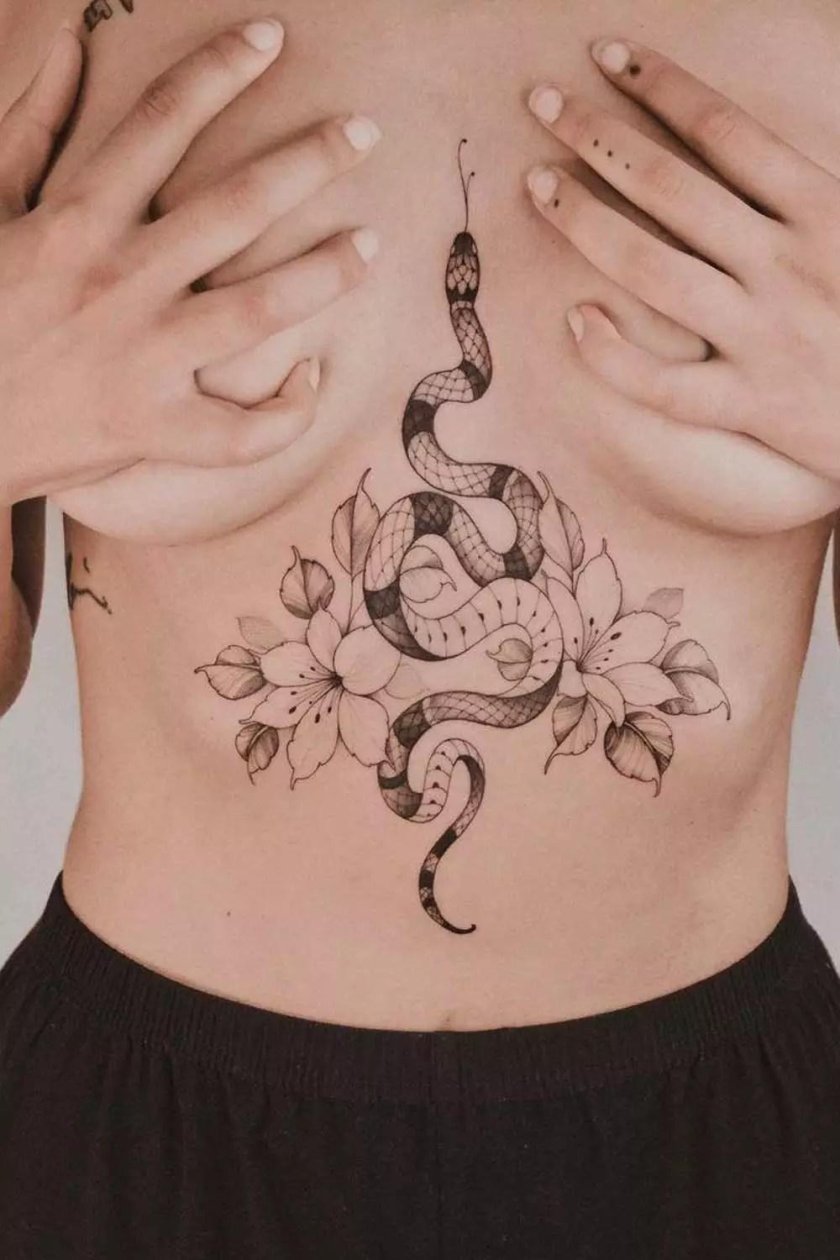 Tattoo with a snake for girls