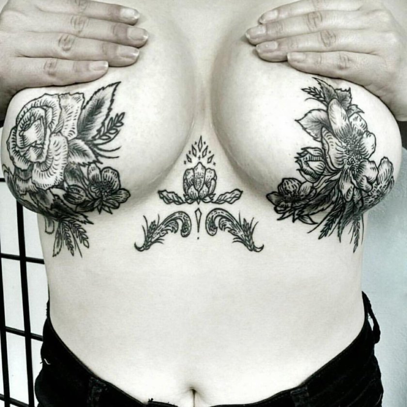 Tattoos under the chest of women