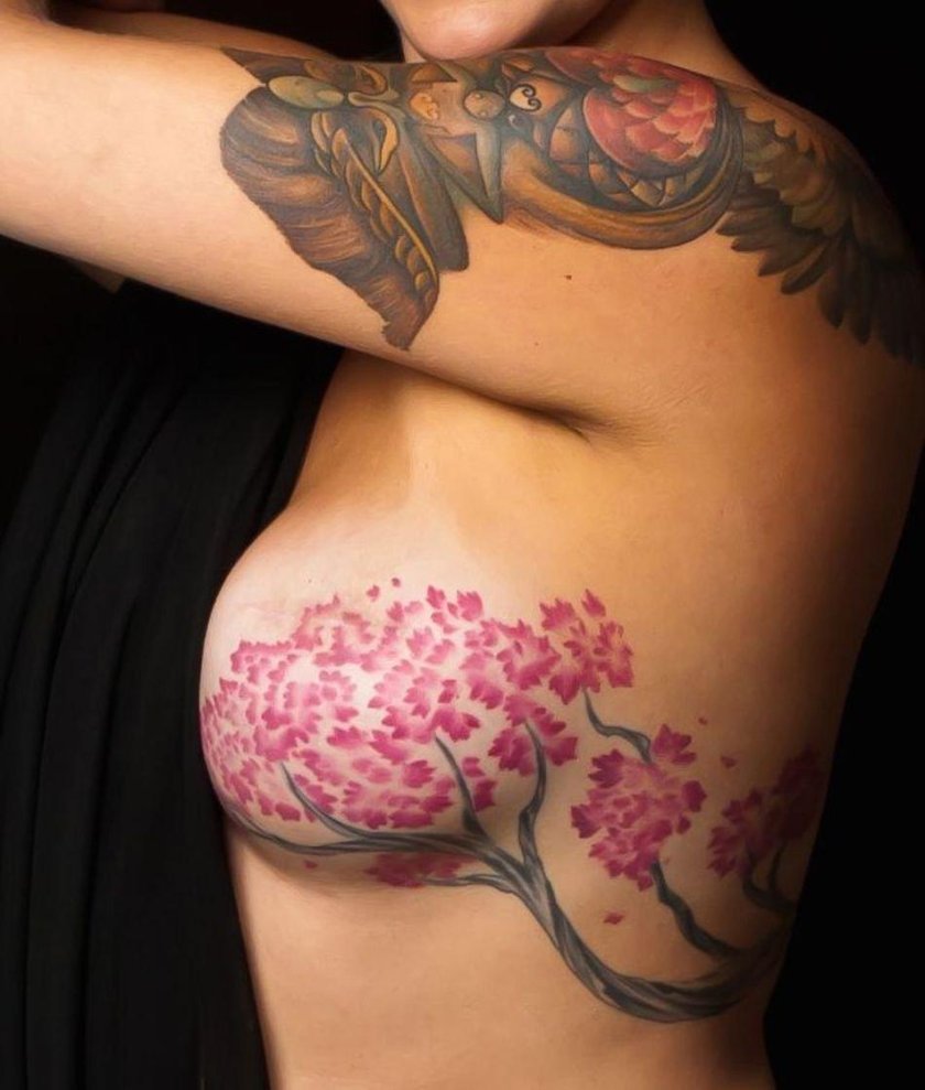 Tattoo on the female chest