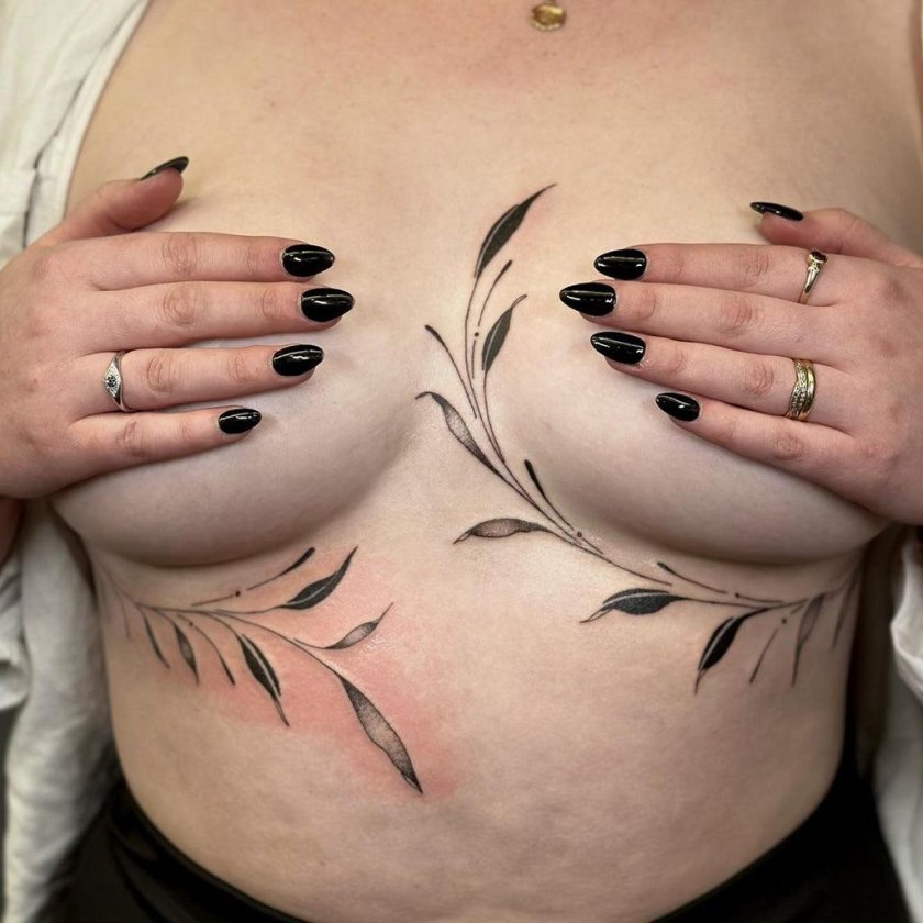 Tattoo branch under the chest