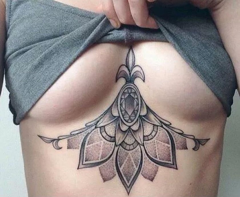 Tattoo under the chest of women